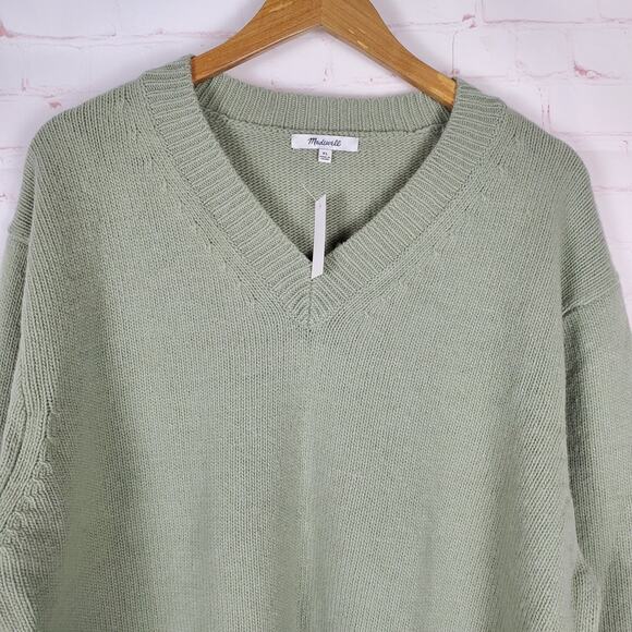 NEW Madewell Wool Blend V-neck Sweater Mens XL Green Pullover Long Sleeve Knit - Picture 4 of 13
